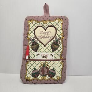 Vintage Pink Holiday Ornament Hanging Organizer w/ Pocket